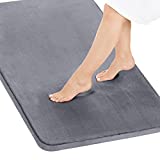 Thick Memory Foam Bath Rug By lalaLOOM, Luxurious Velvet Topside Plush Bathroom Rugs, Absorbent Hotel Spa-Like Mats, Washable Microfiber Rugs Dry Quickly for Shower and Bathtub Floor, 24x17 Slate Gray