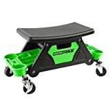 OEMTOOLS 24986 Heavy-Duty Rolling Workbench and Creeper Seat, Mechanics Stool with Wheels, Creepers Automotive, Green and Black
