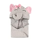 Hudson Baby Unisex Baby Cotton Animal Face Hooded Towel Pretty Elephant, One Size