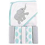 Luvable Friends Unisex Baby Hooded Towel with Five Washcloths Ikat Elephant, One Size