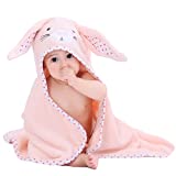 TBEZY Baby Hooded Towel with Unique Animal Design Ultra Soft Thick Cotton Bath Towel for Newborn (Bunny)