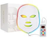 Led Face Mask Light Therapy, Angel Kiss 7 Color Led Photon Face Skin Care Mask, Blue Red Light Treatment Mask for Skin Rejuvenation Anti Aging Skin Tightening
