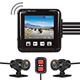 VSYSTO All Waterproof, 150 Degree Fish Eye, Motorcycle Dash Cam, with 2'' Screen, SonyIMX307 Night Vision WDR Dual 1080P Front and Rear Camera DVR for Motor Bike, G-Sensor Loop Recording