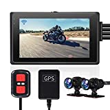VSYSTO Fish Eye Camera Motorcycle Dash Cam, 3' IPS Screen WiFi GPS WDR Dual 1080P Front & Rear Sports Action Camera DVR, 150° Wide Angle SonyIMX307 Len Night Vision G-Sensor Loop Recording
