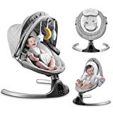 Baby Swings for Infants, 5 Speed Bluetooth Baby Bouncer with 3 Recline Positions & Built-in 12 Music & 3 Timer Settings & 5-Point Harness & Remote Control, Touch Screen Chair for 5-20 lb, 0-9 Months