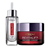 L'Oreal Paris Hyaluronic Acid Serum For Face with Vitamin C and Triple Power Face Moisturizer Revitalift Anti-Aging Skin Care Regimen Kit, Paraben and Fragrance Free, 2 count