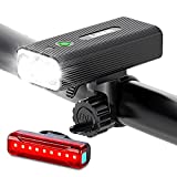 1200 Lumens Bike Lights Front and Back,USB Rechargeable Bicycle Lights,Super Bright 3 LED Bike Lights for Night Riding,Bike Headlight with Power Bank Function,IPX5 Waterproof,3+5 Light Modes