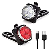 Vont 'Pyro' Bike Light Set, USB Rechargeable, Super Bright Bicycle Light, Bike Lights Front and Back, Bike Headlight, 2X Longer Battery Life, Waterproof, 4 Modes (2 Cables, 4 Straps) (2 Lights)