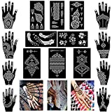 XMASIR Henna Tattoo kit Stencils, 16 Sheets Temporary Reusable Tattoo sets Indian Arabian Temporary Tattoo Templates Kit for Body Art Paint