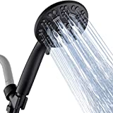 Cobbe 8 Functions Shower Head with handheld High Pressure Shower Head Set with 71 inch Hose Bracket Teflon Tape Rubber Washers,Matte Black