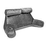 Milliard Double Reading Pillow with Shredded Memory Foam, Great as Backrest for Books or Gaming with Removable Cover-Two Person Sit Up Pillow (Velour Grey)