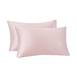 Amazon Basics Satin Pillowcases for Hair and Skin, Envelope Closure - Blush, Standard, Pack of 2