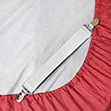 Hold’Em Bed Sheet Fastener Suspenders - Heavy Duty USA Made, Adjustable,Straight or Crisscross Keep Sheet SNUG Without Slipping Sheet Strap Holder Clips-4 pc. Straight White