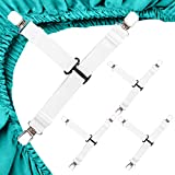 MENDENG Bed Sheet Straps Fitted Sheet Holders for Corners King Queen Size Mattress Straps Suspenders Gripper White 4P