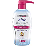 Nair Hair Remover Sensitive Formula Shower Power with Coconut Oil and Vitamin E, Light, Gentle Scent, 12.59 Oz (Packaging May Vary)