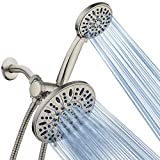 AquaDance 7' Premium High Pressure 3-Way Rainfall Combo with Stainless Steel Hose – Enjoy Luxurious 6-setting Rain Shower Head and Hand Held Shower Separately or Together – Brushed Nickel Finish