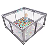 Baby Playpen , Baby Playard, Playpen for Babies with Gate ,LIAMST Indoor & Outdoor Playard for Kids Activity Center，LIAMST Sturdy Safety Play Yard with Soft Breathable Mesh
