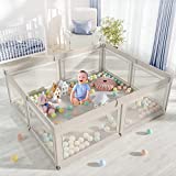 ZEEBABA Baby Playpen, Playpen for Babies (59x59x27inch), Kids Safe Play Center for Babies and Toddlers, Extra Large Playpen, Baby Playpen Fence Gives Mommy a Break
