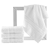 All Design Towels Quick-Dry 4 Pieces White Hand Towels - Highly Absorbent 100% Turkish Cotton - Perfect Lightweight Towel for Bathroom, Kitchen, Guests, Pool, Gym, Camp, Travel, College Dorm, Shower