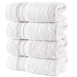 Hammam Linen White Hand Towels 4-Pack - 16 x 30 Turkish Cotton Premium Quality Soft and Absorbent Small Towels for Bathroom