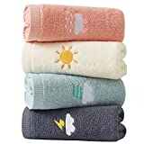 RUIBOLU Hand Towels for Bathroom Set 4 Piece, 100percent Cotton Bath Towel , Face Soft Highly Absorbent Adults and Children Kitchen, 14x29 Inch (Pink White Blue Gray)