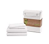 100% Organic Cotton Queen Sheets, 4-Piece Bed Sheets for Queen Size Bed Percale Weave Ultra Soft Best Bedding Sheets for Bed, Breathable, Fits Mattress Upto 15' Deep - White Queen Sheet Set