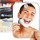 The Shave Well Company Fog-Free Travel Mirror for Shaving | Fogless Bathroom Mirror with Removable Wall Suction | Small, Portable, Handheld for Makeup