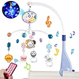 Crib Mobile for Baby Melodious Music Soft Light Keep Baby Soothed with Remote Control, Timing, Rotation, Moon Projection Atmosphere Baby Toys 3 - 6 Month (Blue)