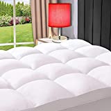 ELEMUSE King Cooling Mattress Topper for Back Pain, Extra Thick Mattress pad Cover, Plush Soft Pillowtop with Elastic Deep Pocket, Overfilled Down Alternative Filling