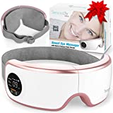 Stress Therapy Electric Eye Massager - Wireless Digital Mask Machine w/ Soothing Music and Relaxing Heat Compress, Built-in Battery & Adjustable Elastic Band - Vibration Massage Eye Relief