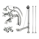 Kingston Brass CCK268C Vintage Deck Mount Clawfoot Tub Faucet Package, Polished Chrome