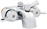 My PlumbingStuff B3100 3 ⅜-Inch Centers Clawfoot Tub Faucet with Ceramic Cartridges & ¼-Turn Ball-Valve Diverter - Diverter Bathcock - Faucet Replacement - Solid-Brass Chrome-Plated - ¾ Male IPS Inlet