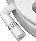 Veken Ultra-Slim Bidet, Non-Electric Dual Nozzle (Feminine/Posterior Wash) Fresh Water Bidet Attachment for Toilet, Adjustable Water Pressure Bidet Toilet Seat with Brass Inlet (Silver and White)