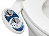 LUXE Bidet Neo 185 (Elite) Non-Electric Bidet Toilet Attachment w/ Self-cleaning Dual Nozzle and Easy Water Pressure Adjustment for Sanitary and Feminine Wash (Blue and White) 13.5 x 7 x 3 inches