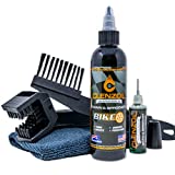 Clenzoil Chain & Sprocket Bike Chain Cleaning Oil & Tool Kit | Cleaner Lubricant Protectant [CLP] | Bike Chain Cleaner + Chain Lube in One | 4 oz Bottle, 0.5 oz Needle, Microfiber, & Chain Brush