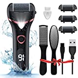 Electric Foot Callus Remover, Rechargeable Portable Electronic Foot File Pedicure Kits, Waterproof Foot Scrubber File, Professional Pedicure Tools, Foot Care for Dead Skin Ideal Gift, 3 Rollers