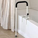 Sammons Preston 53286 Floor to Tub Bath Rail, Curved Grab Bar with 200 lbs Capacity for Shower or Bathtub, Rail Clamps and Tightens to Tub Wall, Fits Most Modern Bathtubs, 34' from Floor to Tub