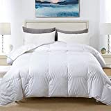 Cosybay Cotton Quilted White Feather Comforter Filled with Feather & Down –Machine Washable - All Season Duvet Insert or Stand-Alone – Queen Size (90*90Inch)