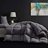 SNOWMAN Feather Down Comforter, All-Season Duvet Insert, King Comforter with 8 Tabs, 100% Cotton Cover with 8 Corner Tabs, Warm & Soft Duvet Grey,106x90inches