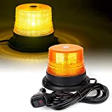 Xprite Amber LED Beacon Strobe Light, Forklift Rooftop Warning Flashing Caution Lights w/ Magnetic Base for Construction Vehicles, TowTrucks, Security Patrol, Postal, Golf Carts, UTV ATV, Snow Plows