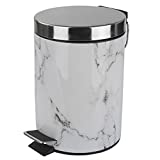 Home Basics White Faux Marble Bathroom Accessory (Garbage Can)