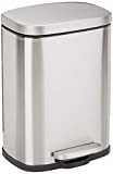 Amazon Basics 5 Liter / 1.3 Gallon Soft-Close, Smudge Resistant Trash Can with Foot Pedal - Brushed Stainless Steel, Satin Nickel Finish