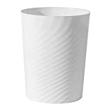 Plastic Small Trash Can Wastebasket, Garbage Container Basket for Bathrooms, Laundry Room, Kitchens, Offices, Kids Rooms, Dorms, (White, 1.8 Gallon)