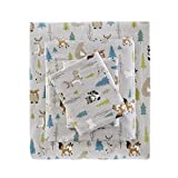 True North by Sleep Philosophy Cozy Flannel Warm 100% Cotton Sheet - Novelty Print Animals Stars Cute Ultra Soft Cold Weather Bedding Set, Twin, Multi Forest Animals 3 Piece