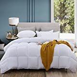 ABOUTABED Queen Bedding Comforter Duvet Insert - All Season Goose Down Alternative - Ultra Soft Quilted Comforters with Corner Tabs- Hotel Collection Machine Washable（Solid White, Queen）