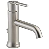 Delta Faucet Trinsic Single Hole Bathroom Faucet Brushed Nickel, Single Handle Bathroom Faucet, Metal Drain Assembly, Stainless 559LF-SSMPU