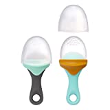 Boon PULP Easy Grip Frozen Food Silicone Feeder & Baby Teething Toy, Orange/Blue