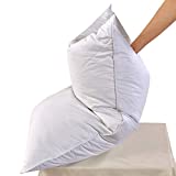 White Goose Feather wih Polyester Bed Pillow - 600 Thread Count 100% Cotton,Ployester Filling Encircles Goose Feather, Medium Firm,Soft Support Queen Size,White Solid (Queen Size:One Pillow).