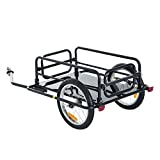 Aosom Foldable Bike Cargo Trailer Bicycle Cart Wagon Trailer w/Hitch, 16'' Wheels, 88 lbs Max Load - Black