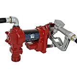 Smileracing 12V 15 GPM Fuel Transfer Pump with (Manual Nozzle, Discharge Hose, Suction Pipe) for Gas Diesel Kerosene
